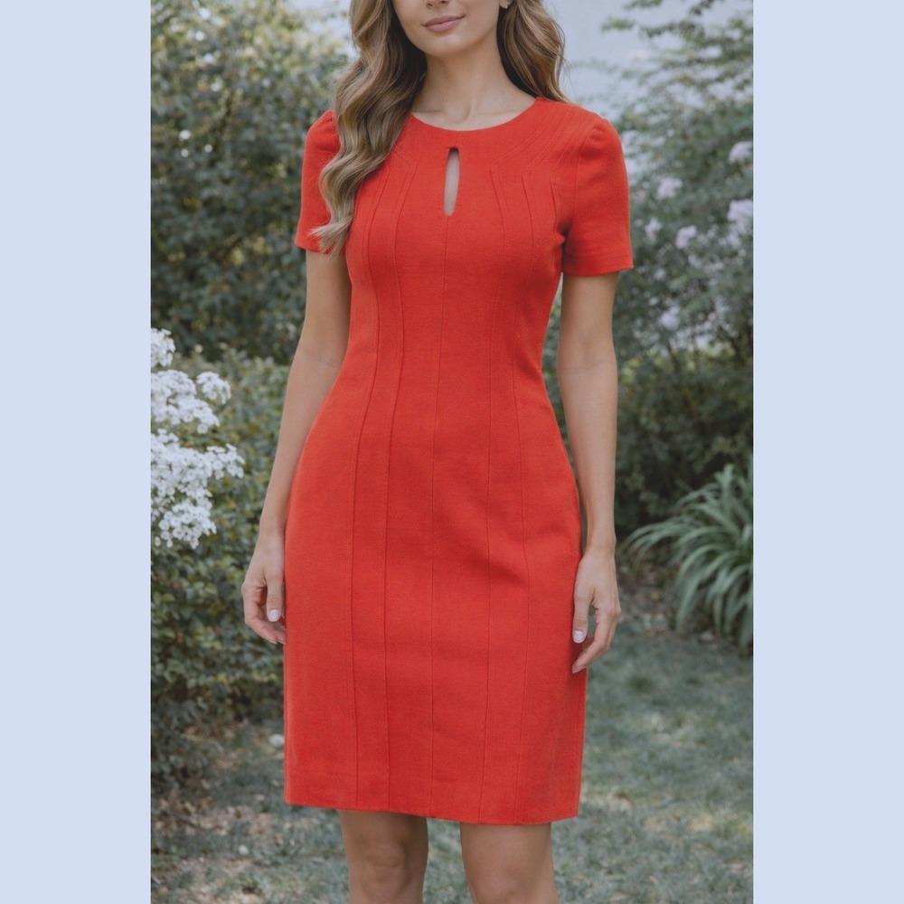 Diane von Furstenberg Orange Keyhole Sheath Dress Size 6